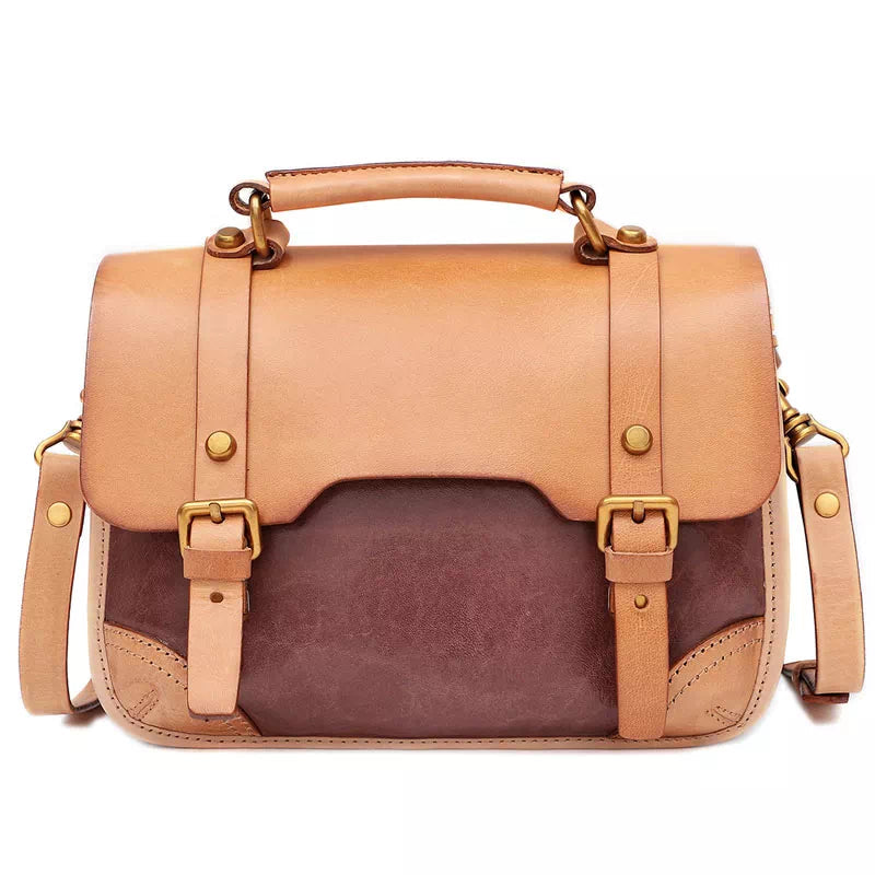Tas Dames - Vintage Satchel met Dubbele Gesp en Bronzen Hardware | Casual