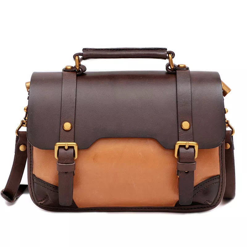 Tas Dames - Vintage Satchel met Dubbele Gesp en Bronzen Hardware | Casual