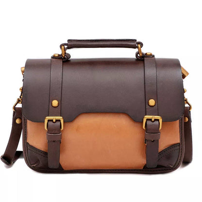 Tas Dames - Vintage Satchel met Dubbele Gesp en Bronzen Hardware | Casual