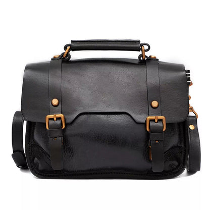 Tas Dames - Vintage Satchel met Dubbele Gesp en Bronzen Hardware | Casual