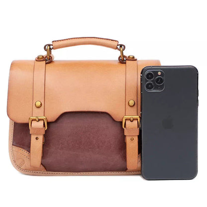 Tas Dames - Vintage Satchel met Dubbele Gesp en Bronzen Hardware | Casual