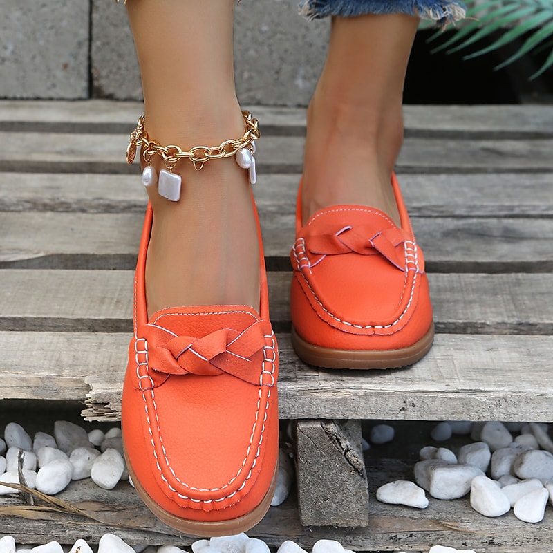 Loafers Dames - Platte Instapper met Vlechtdetail | Casual
